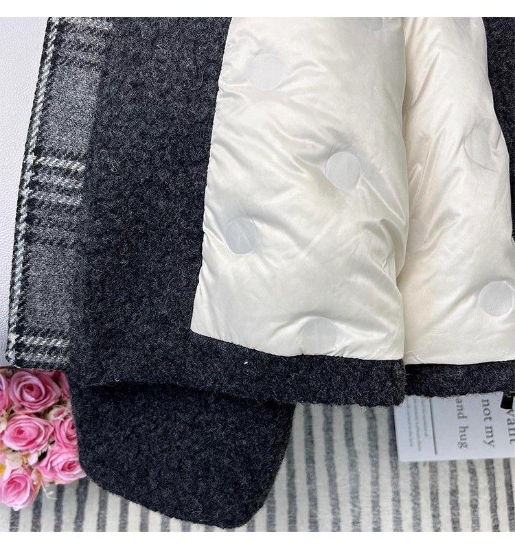 Hochwertige graue gesteppte Baumwolljacke für Damen - Herbst/Winter 2025, Locker, Figurschmeichelnd, Dicke Wolljacke