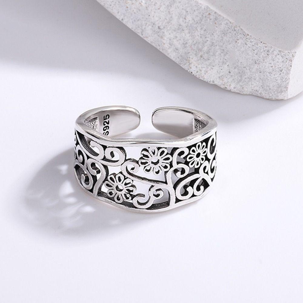 Handmade Vintage Carved Ring Antique Couple Rings Jewelry Gift Wide Band Ring  for Women & Men