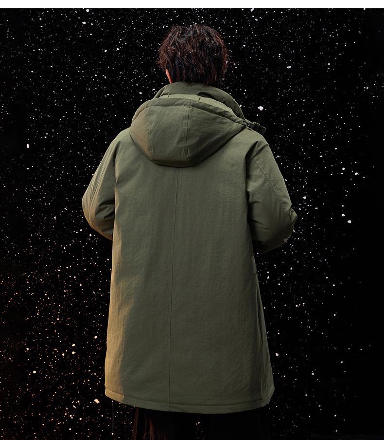Herren Übergröße Winter Kapuzen Parka Mittellang Baumwolle Windbreaker