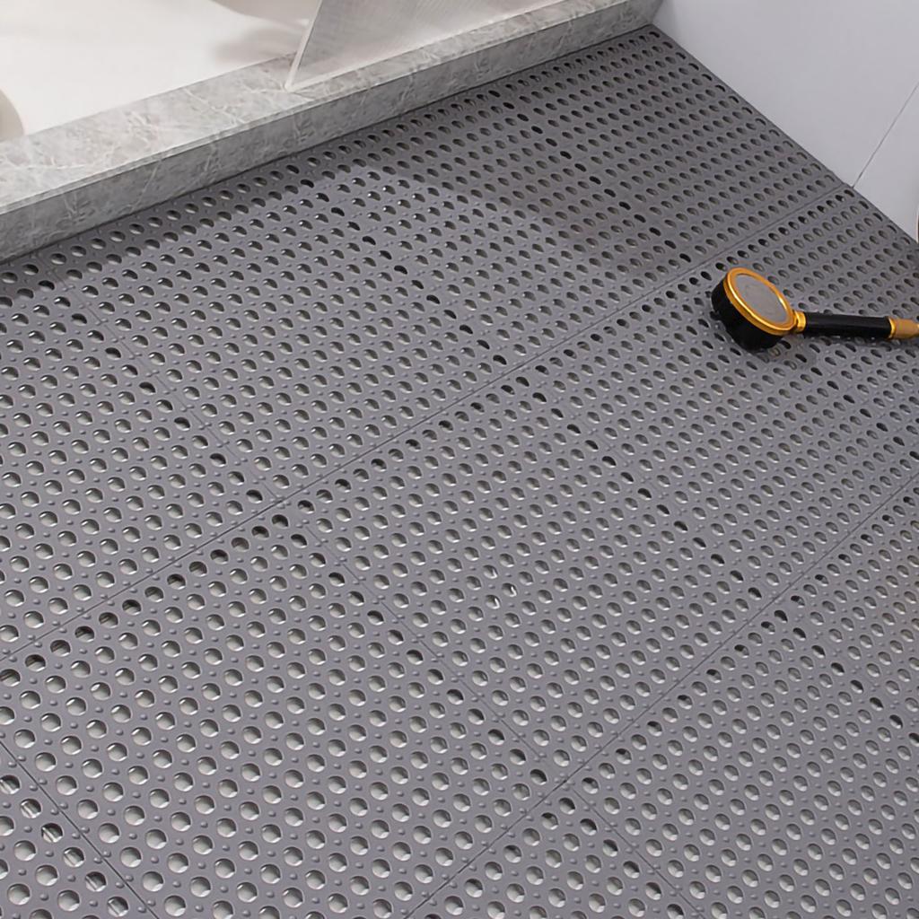 10PCS Suction Cup Floor Mats Anti Slip Plastic Mosaic Bath Mat for Kitchen Bathroom Grey