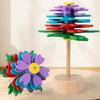 Wooden Rotating Stick Spiral Flower Decompression Stick Wooden Rotating Fun Puzzle Stress Relieving Toy Ornament Spiral Tree