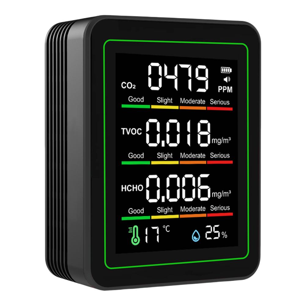 5 in 1 Indoor Air Quality Monitor CO2 TVOC HCHO Tester Temperature Humidity Detector Air Quality Tester for Home Office