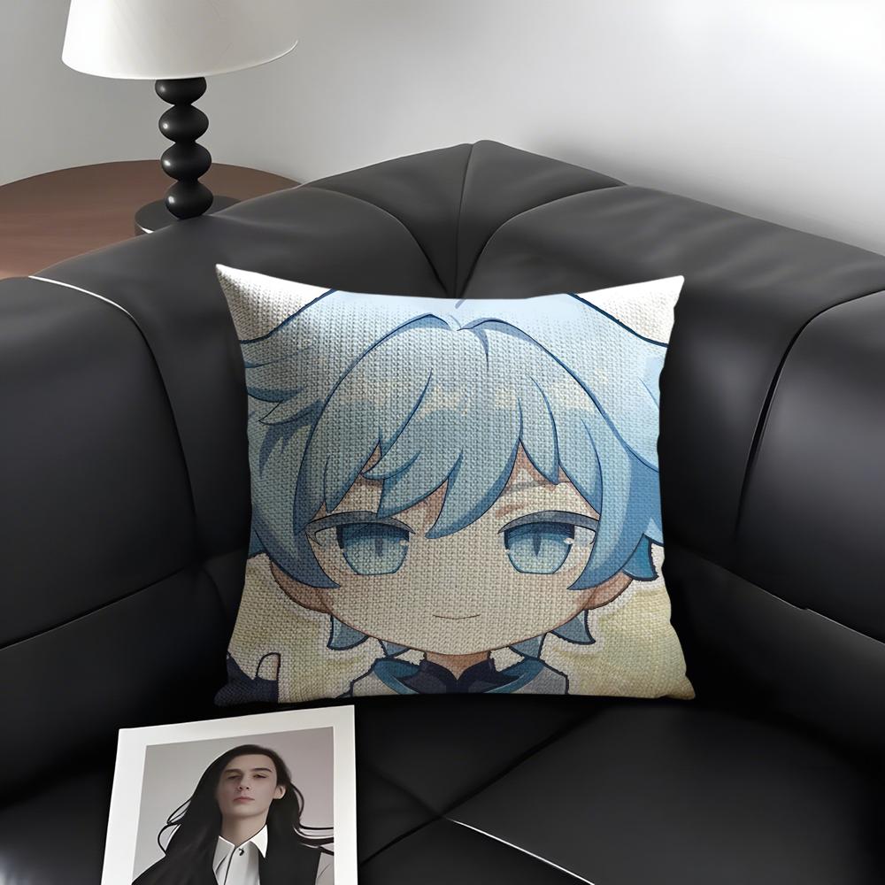Chongyun Cute Genshin Impact Cushion Cover Natural Linen Organic Fabric Double-Sided Printing Sofa Home Decor Gift Pillow Case