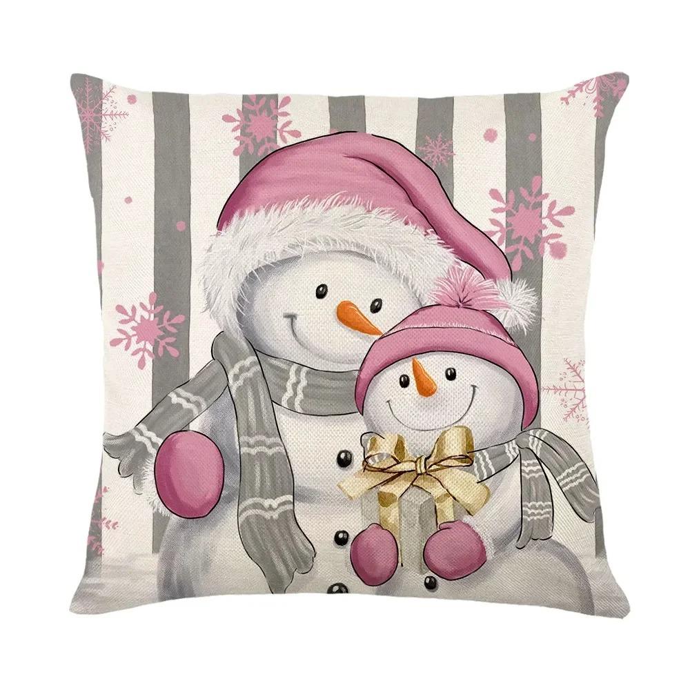 Christmas Day Party Decoration Pillowcase Santa Claus Dwarf Snowman Print Pillow Cover Sofa Room Home Decoration Christmas Gift