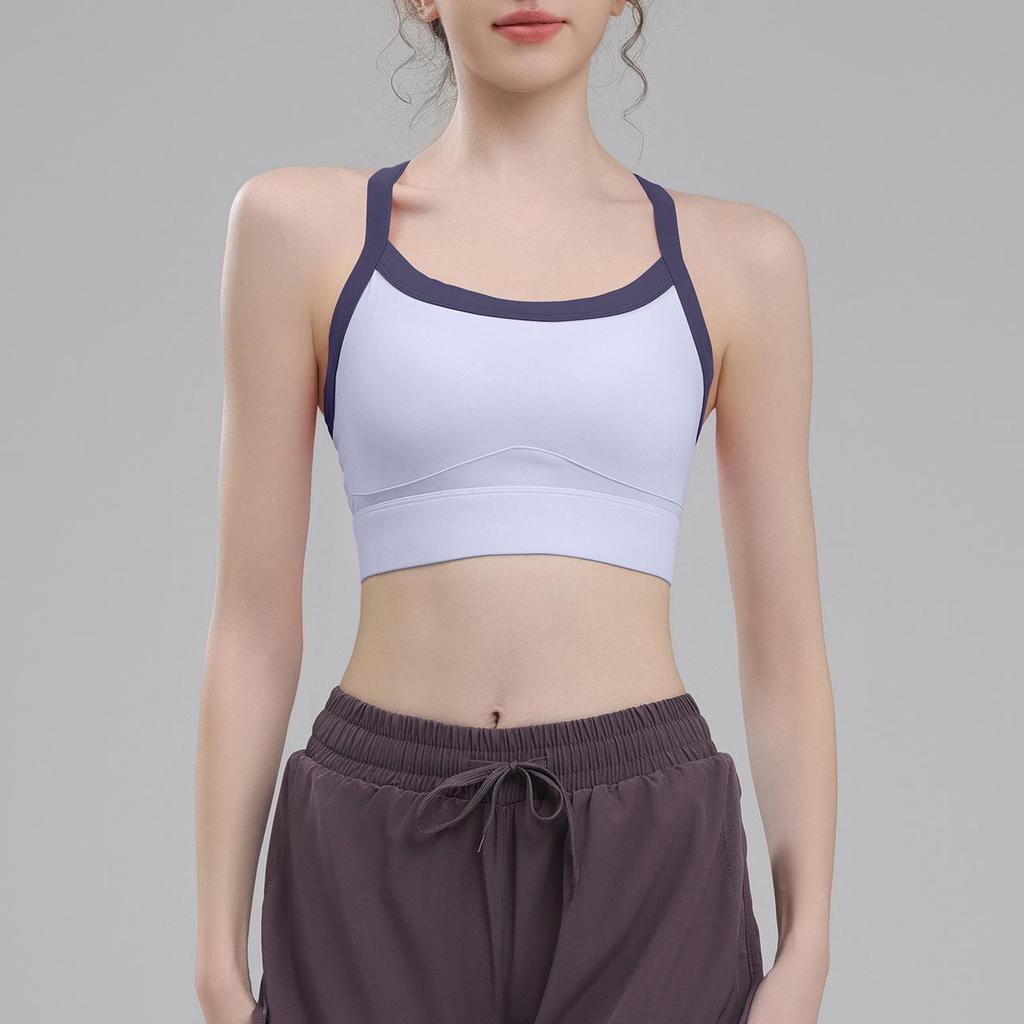 High-Strength Shockproof Sports Bra Quick-Drying One-Piece Contrast Color Yoga Bra for Women