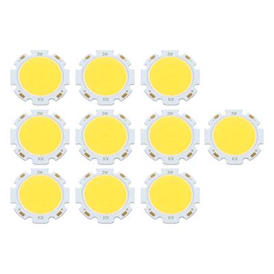 10 Adet Yuvarlak COB 3W Yüksek Güçlü LED Çip Ampul Lamba Işığı Doğal Beyaz