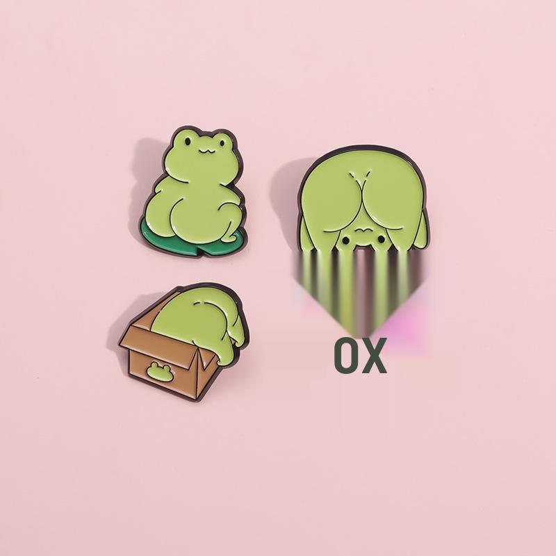 Adorable Animal Shape Brooch Set (Kitten, Frog, Owl) – Creative Metal Badges