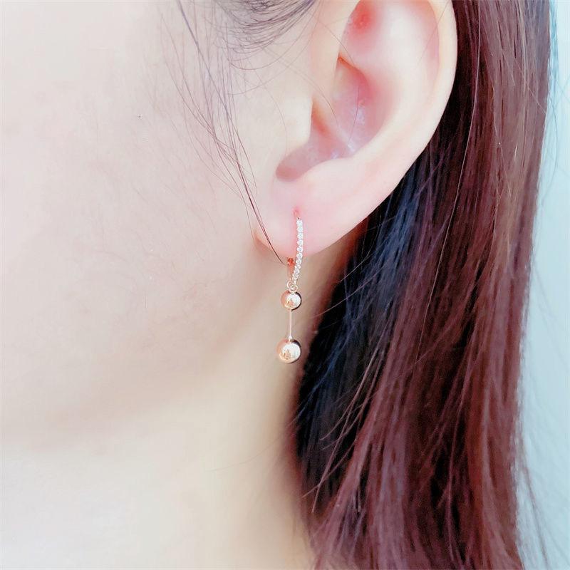 Starfuo 585 Rose Gold Plated Round Ball Earrings - Versatile Fashion in Russian Purple Gold.