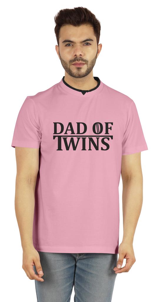 Inkmeso "Dad of Twins" Graphic Tshirt Cotton Jersey Half Sleeve Shirt for