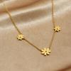 Gold Plated Daisy Flower Charm Necklace, Dainty Adjustable Cable Chain for Women, Cute Minimalist Daily Jewelry