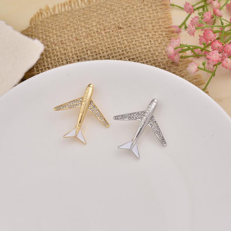 1 2Pcs Fashion Aircraft Brooch Pins for Men Cool Airplane Suit Corsage Gift for Enthusiast Daily Wear