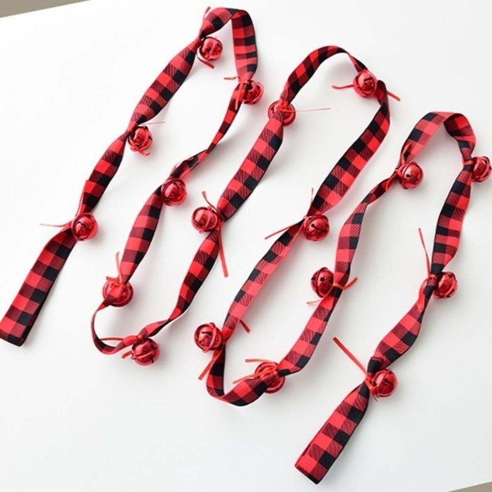 Red Ribbons Bell Pendants 2.7m Xmas Tree Hanging Bells  Festive Atmosphere