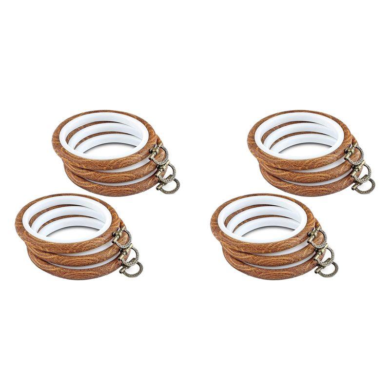

A60z12pcs Embroidery Hoops 3.93 Inch Round Embroidery Frame With Metal Ring Imitated Wood Embroidery Circle Embroidery Hoopmay
