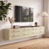 Modern Floating Nightstands Set of 2, Wall Mounted Bedside Tables with 2 Drawers, Oak