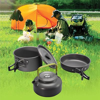 Camping 3Pcs/set Camping Cookware Set Outdoor Fishing Hiking Non-Stick Cooking Utensils