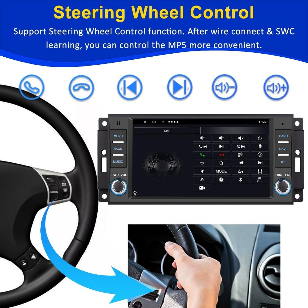 For 2Din Car Android Stereo GPS Player Ram Challenger Jeep Wrangler JK Head Unit Single Radio BT Carplay Multimedia