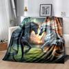 1pc Horse Printing Lightweight Flannel Blanket, Comfortable and Warm Blanket, for Camping Sofa Bed and Couch Office, Suitable for Gift Blanke