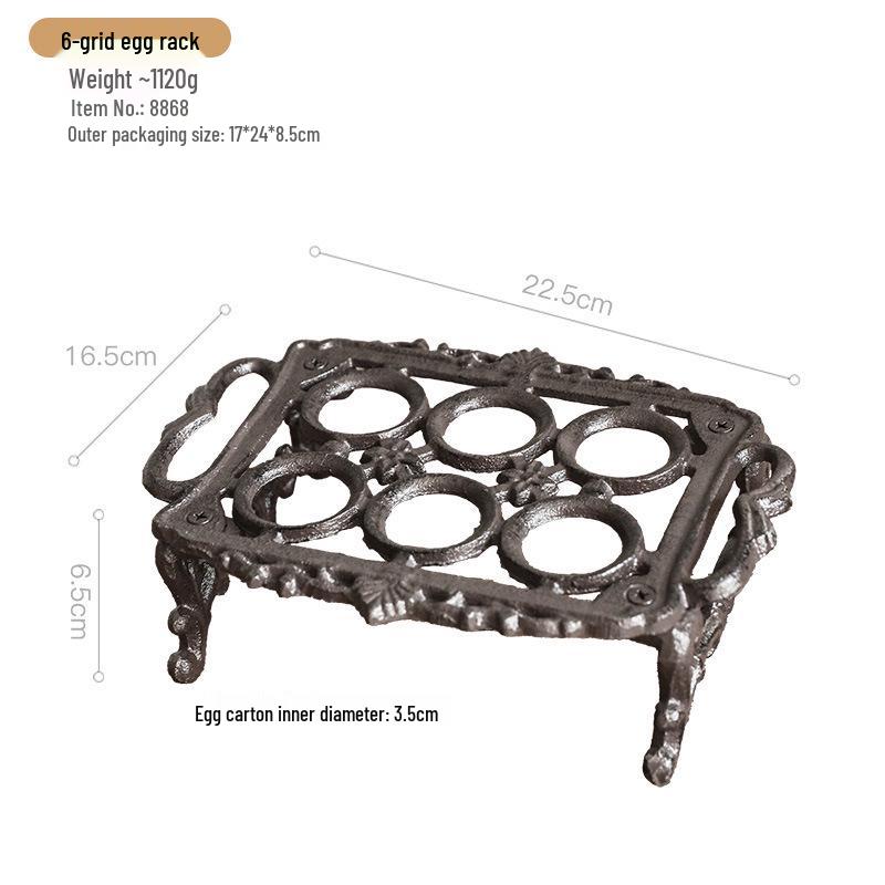Retro Cast Iron Egg Holder: 6 or 8 Grid Egg Tray for Kitchen, Bar, or Restaurant Display