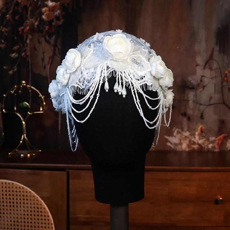 Graceful Lace Meshes Hat Romantics Hollows Flower Lace Hat Vintage Lace Hat for Weddings and Banquets