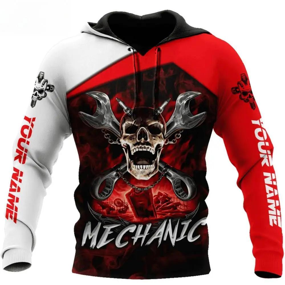 Supercool Mechanic Beer Billiards Skull Men' Hoodie Sweatshirt 3D Print Fashion Autumn And Winter Casual Coat Unisex Oversized C