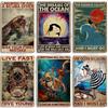Artisian Swimming Metal Poster Diving Tin Sign Sport Decorative Plaque Ocean Wall Decor Garage Bar Pub Club Hotel Cafe Kitchen