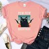 Unisex Women Fashion Cat Letter Print T Shirt Girl Graphic Harajuku Clothes Causal Female Tops Y2k Top Graphic T Shirts  Women Clothing