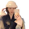 French Wool White Top Hat for Women In Autumn and Winter Hepburn Style Elegant Pearl Gold Hat Women's Beret Makes The Face Smaller