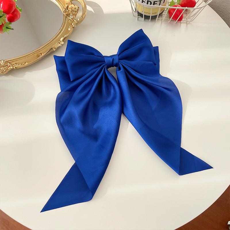 11 Solid Color Satin Ribbon Big Bows Hairpin Spring Clips Hair Accessories for Women Girls Trendy Korean Summer Headwear