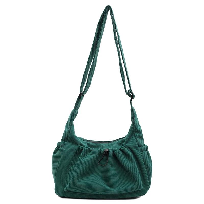 

Мягкие вельветовые сумки для женщин 2024 года, зимняя новая корейская мода Y2K, дорожная сумка через плечо в повседневном стиле зелёный