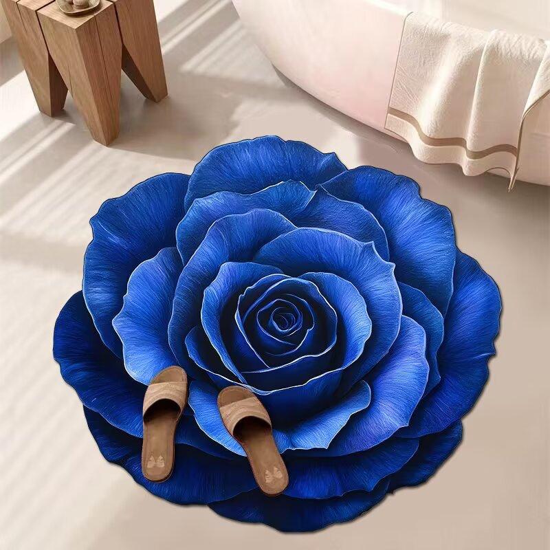 

3D Цветочный Ковер Ванная Комната Впитывающий Бытовой Противоскользящий Грязеотталкивающий Легкий в Уходе Коврик для Ног 80X80 CM