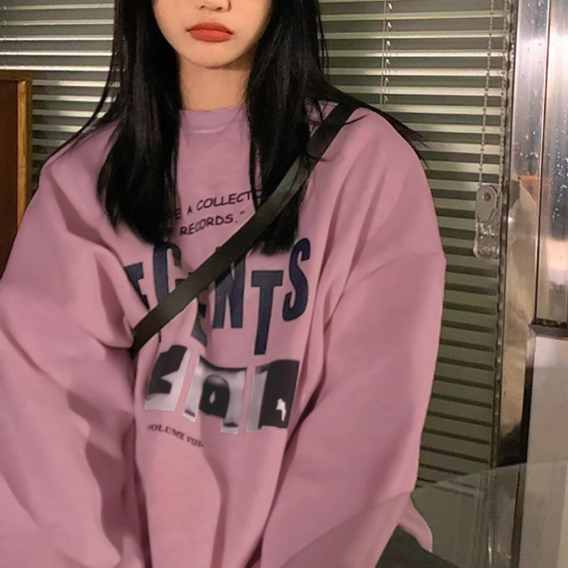 Vintage Round Neck Long Sleeve Loose Plush Sweater for Women - Fall/Winter Casual Korean Style