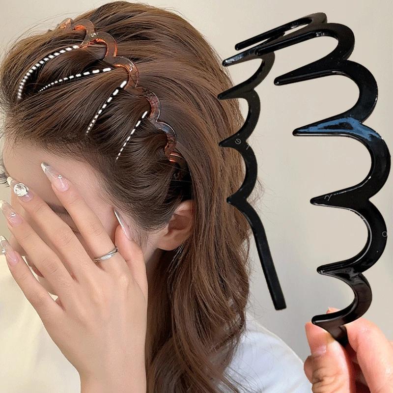Fashion Wave Headbands for Women Solid Color Toothed Non-slip Hair Bands Girl Face Wash Sports Hairbands Hair Accessories