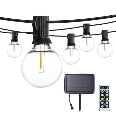7,6M/15M Stmívatelná solární LED světelný řetěz s dálkovým ovládáním Vodotěsné žárovky G40 E12 pro venkovní svatbu zahradní dekoraci