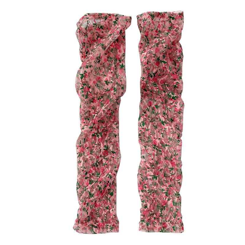 Women's Floral Lace Arm Sleeves, Summer Ice Silk Sun Protection Sleeves, Long Cooling Arm Covers for Driving