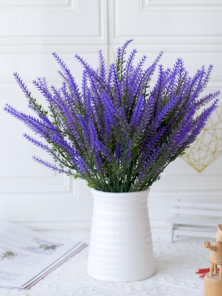 10 Bundles Artificial Lavender Flowers Fake Flowers Decorating Home Table Room Decor Garden Wedding Decoration Outdoor Plants
