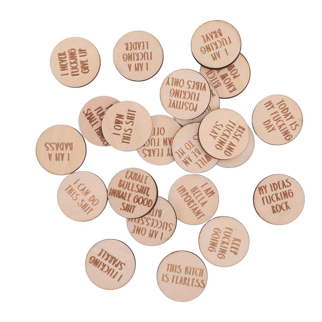 22 Stück Miniatur-Fluch-Affirmationsscheiben Lustige Einzigartige Miniatur-Süße Affirmation Holzdekoration für Familie Freunde Kollegen