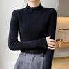 Women's 2024 Fall/Winter Cashmere Knit Base Layer: Long Sleeve, Warm, Slimming, Semi-High Neck, Versatile, Comfortable.