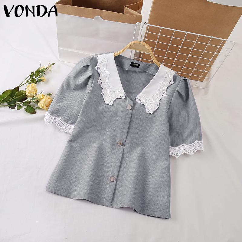 

VONDA повседневные свободные женские цветные топы с пышными рукавами