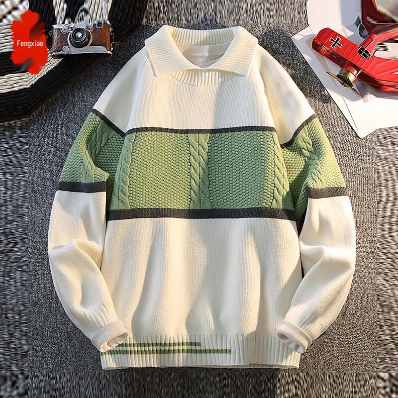 

Men s Color-Block Cable Knit Turtleneck Sweater XL