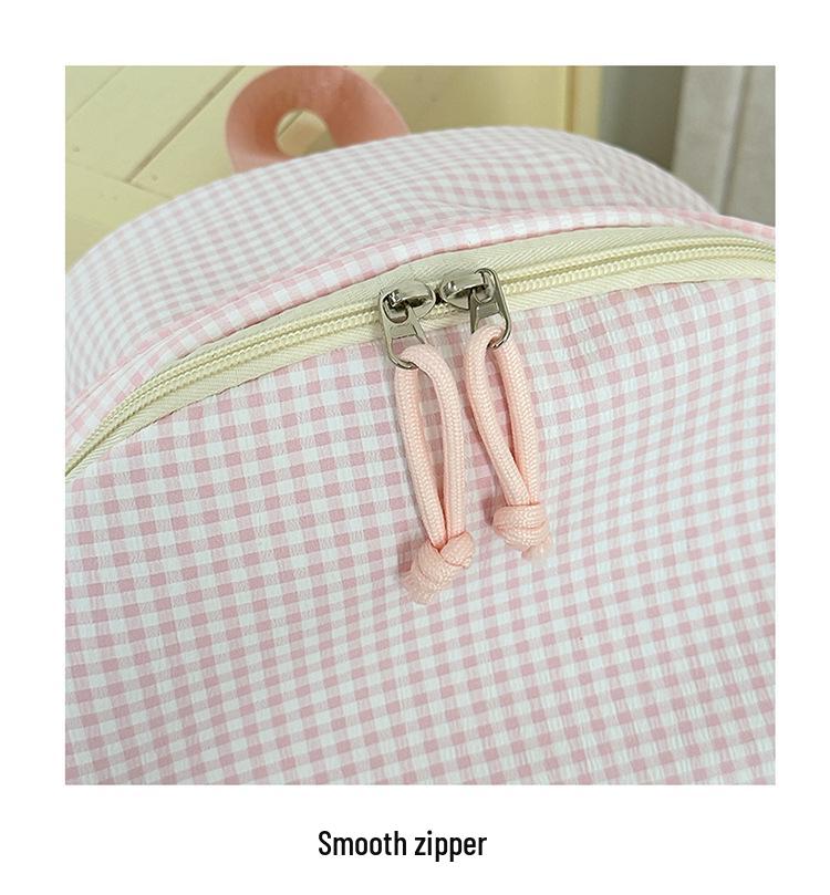 Cross-Border High-Value Soft Plaid Backpack for Girls - Large Capacity for Middle, High School, & College Students