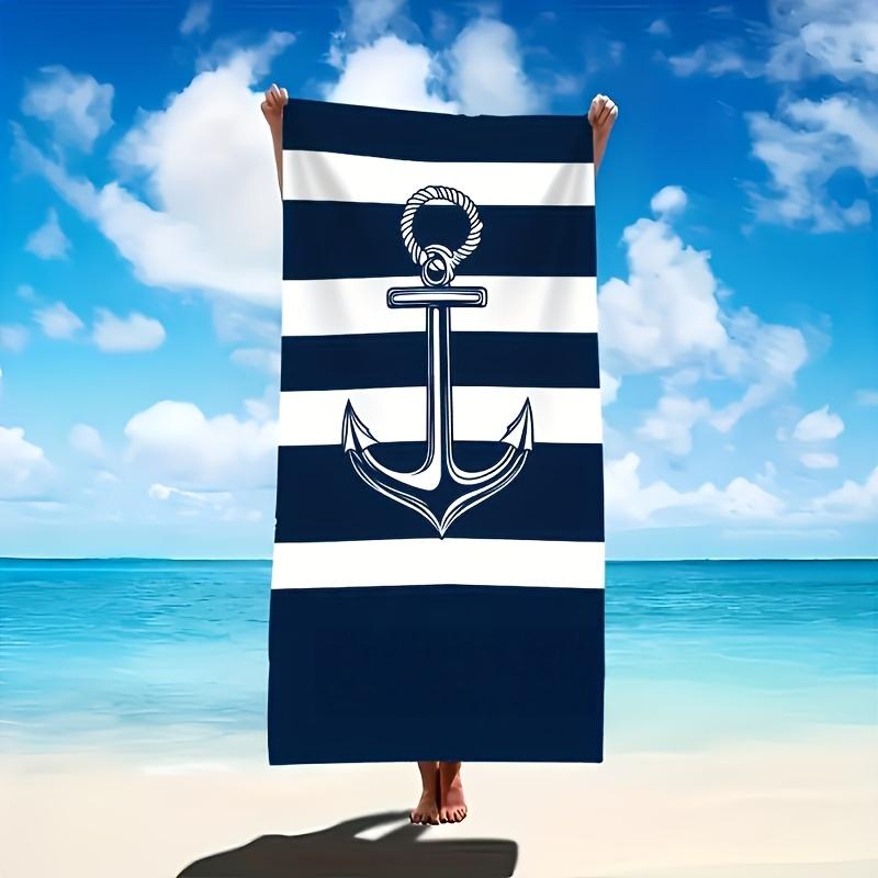 Shanika Chen 1Pc Nautical Anchor Beach Towel, Multi-Use Towel For Beach Pool Surf Yoga, Ideal For Adults Kids Home Bath & Summer Outdoor Use