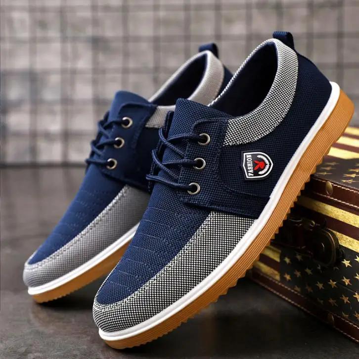 New Men's Canvas Shoes Lightweight Sports Shoes Casual Mesh  Breathable Vulcanized Shoes Classic Fashion Lace Up Work Shoes