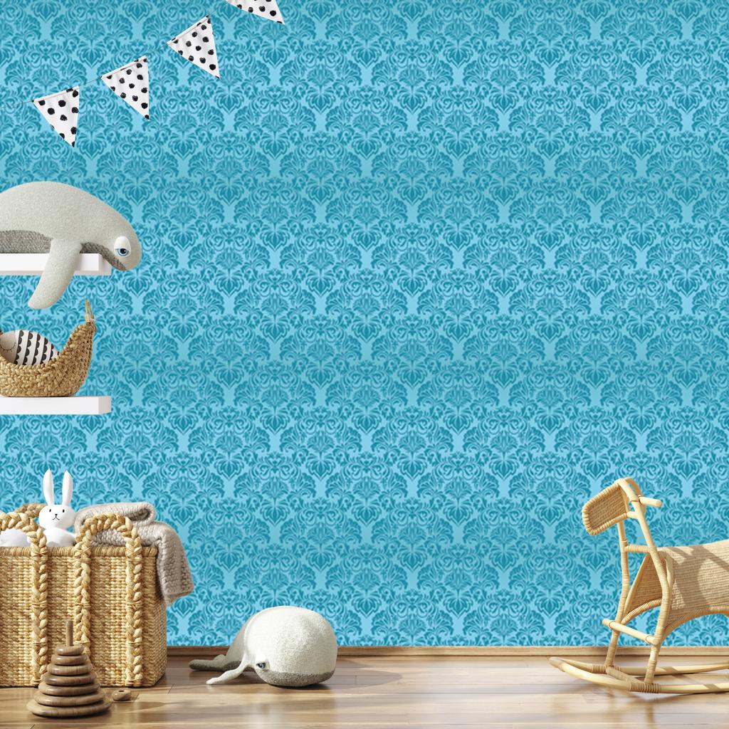 Wallpaper Beautiful turquoise floral ornaments for living room and bedroom 50x1000