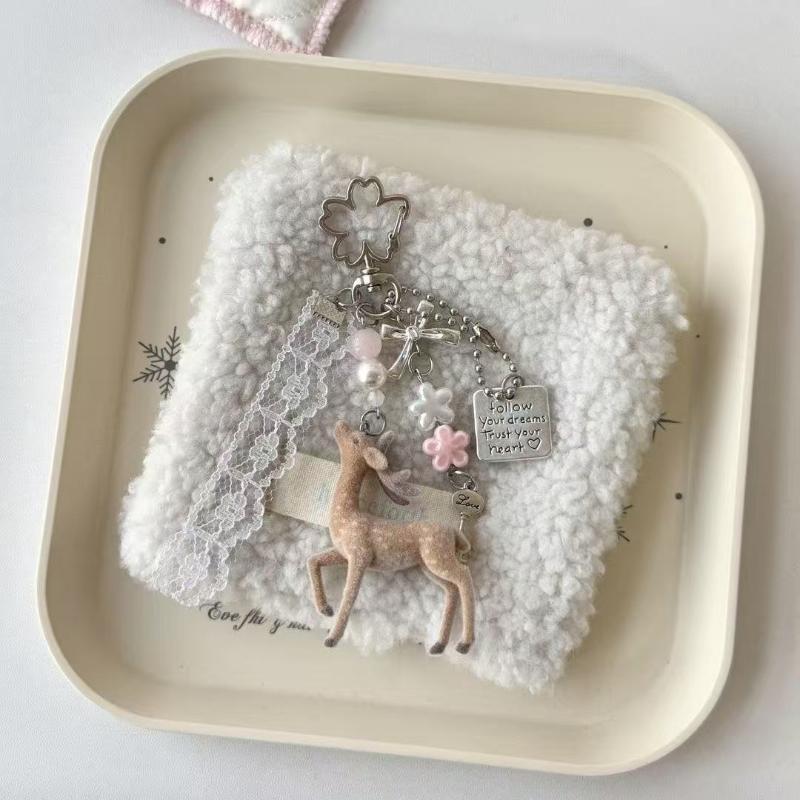 Versatile Portable Deer Keychain Handmade Phone Charms Korean Style Diy Bead Case