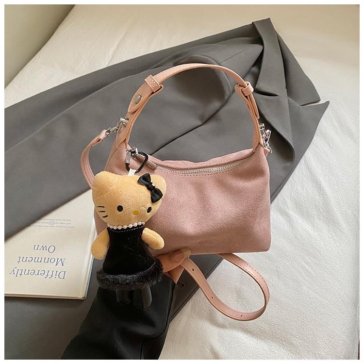 

New Retro Y2K Korean-Style Suede Shoulder Bag for Women - Autumn/Winter Collection Bag Only розовый