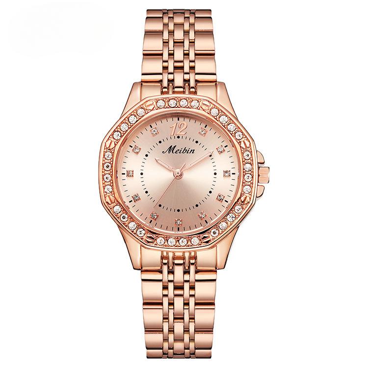 Stylish Square Women's Watch Diamond-encrusted Waterproof Steel Belt Women's Watch Square Win Clock