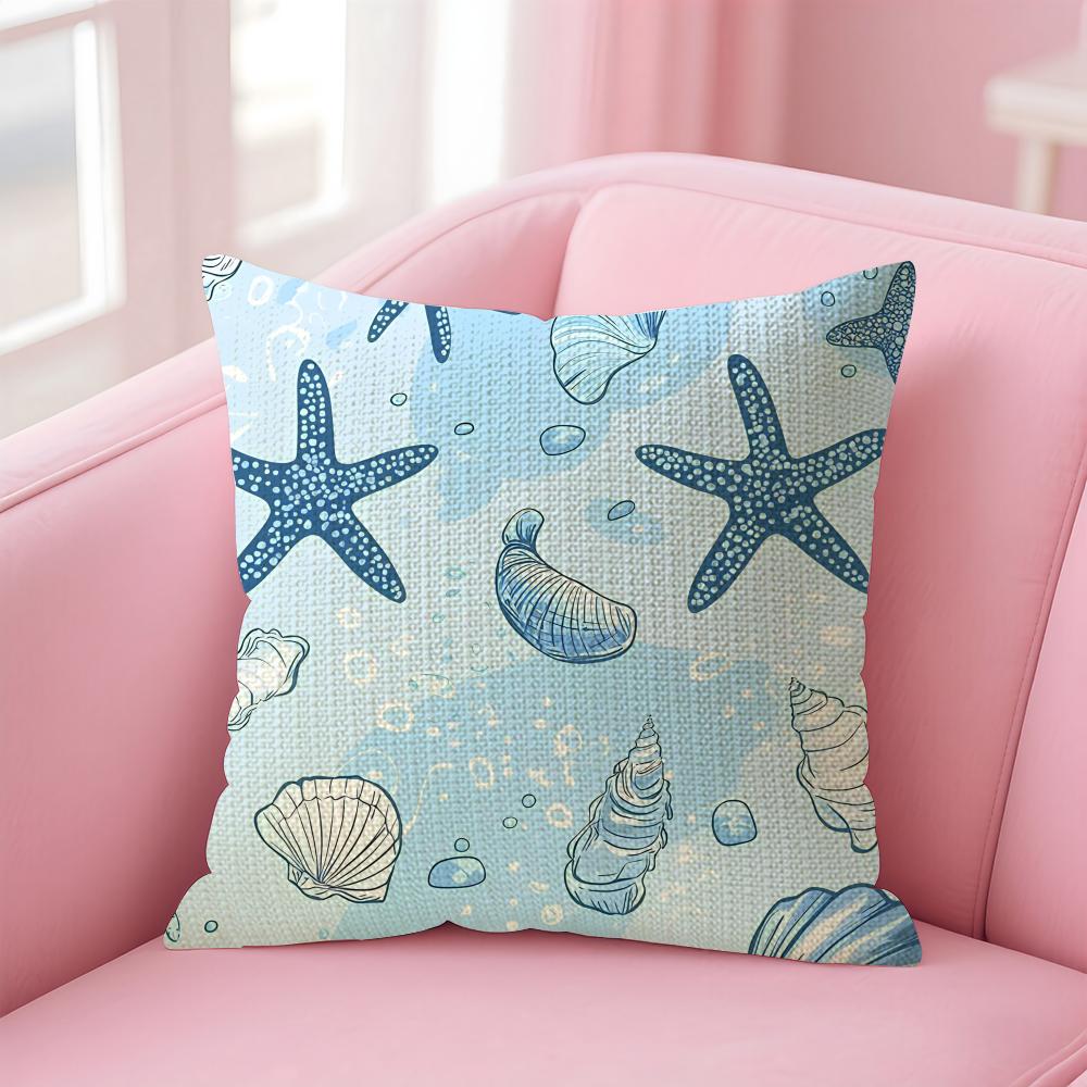 

Ocean Animals INS Cushion Cover Natural Linen Pillow Case DoubleSided Print Decorative Sofa Pillowcase Home Decor Gift 30x30cm