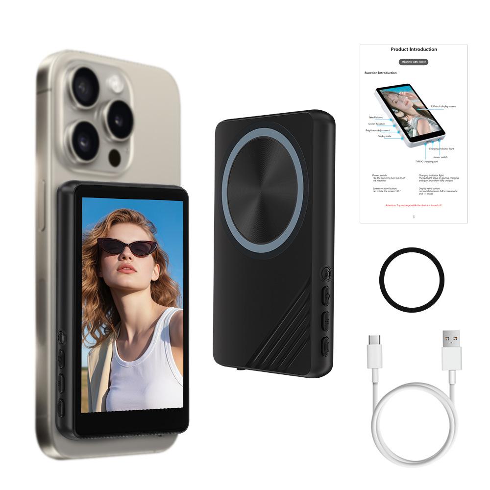 Magnetic Phone Selfie Monitor Screen 4KBT Remote Back Camera Monitor Suitable for Selfie Vlog and TikTok Snaplylens for IPhones