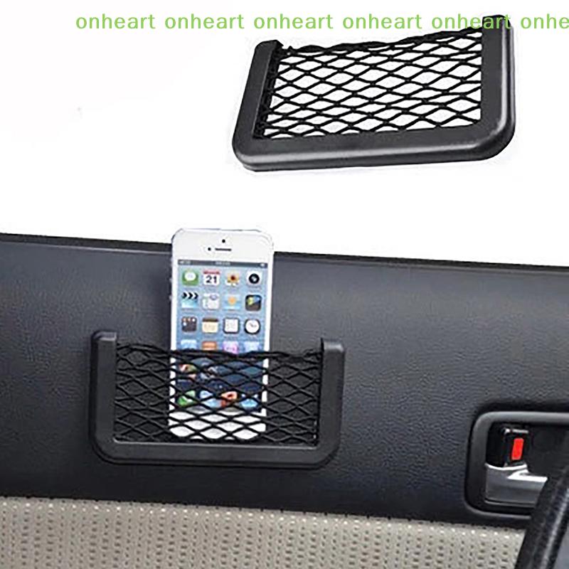 [C]Car Multifunctional Phone Storage Net Mesh Resilient Car Carrying String Bag Network Pocket Mobile Phone Holder Ticket