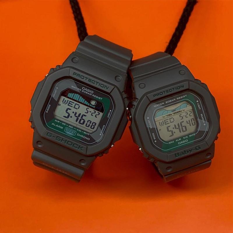Casio BABY-G Sports Series Surfboard Pattern Small Square Hawaiian Style Tide Moon Phase Shockproof Waterproof Color Contrast Quartz BLX-560VH-1PR